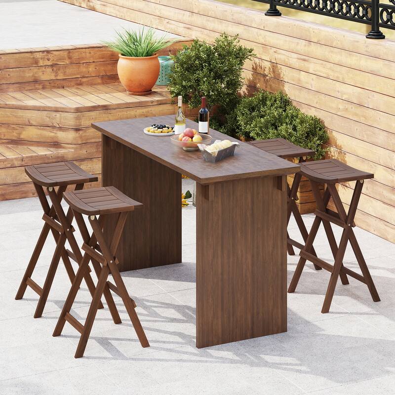 Gymax Bar Stools Set of 2 30'' Folding Bar Height Stools w/ Saddle