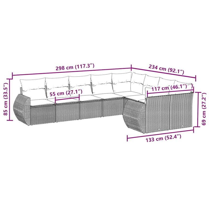 vidaXL Garden Sofa Set Black