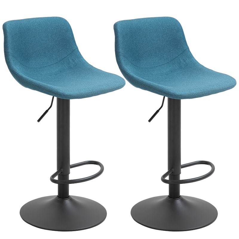 Adjustable Bar Stools Set of 2, Swivel Counter Height Bar Stools with Back, Kitchen Island Stool with Footrest - Blue