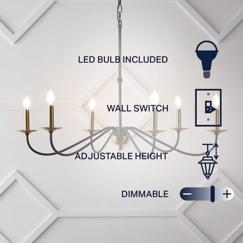 34.75" 6-Light Iron LED Chandelier, by JONATHAN Y