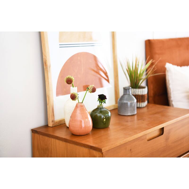 Stoneware Bud Vases in Crackle Glaze