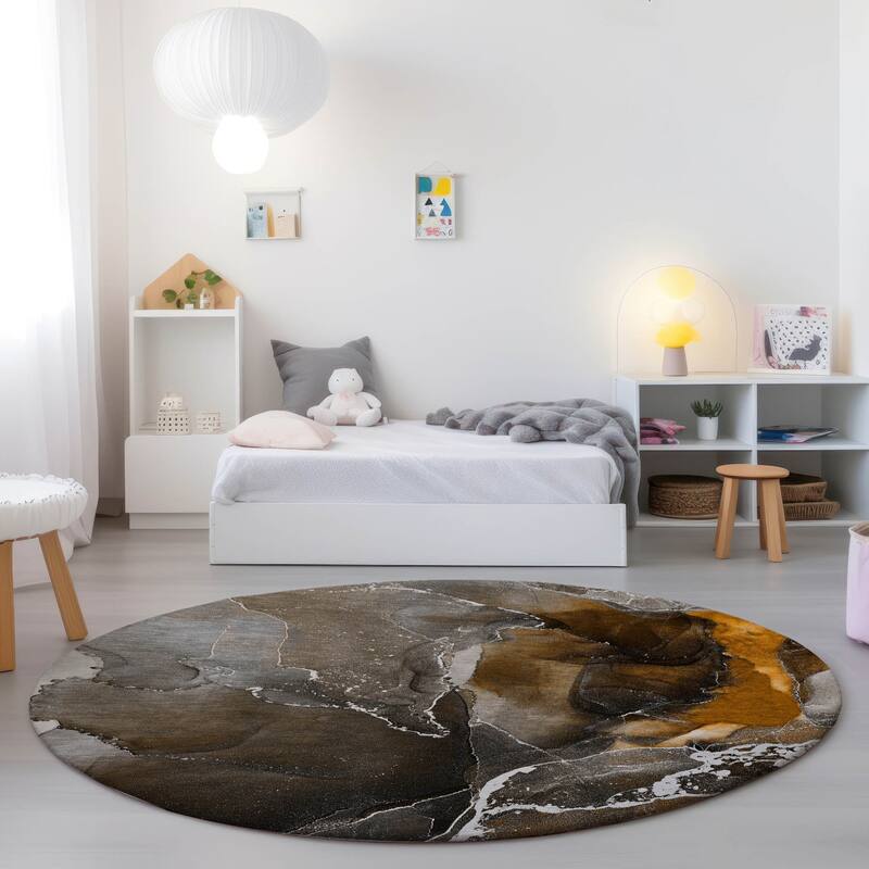 Almona Artistic Abstract Weather Resistant Sleek Contemporary Outdoor Rug