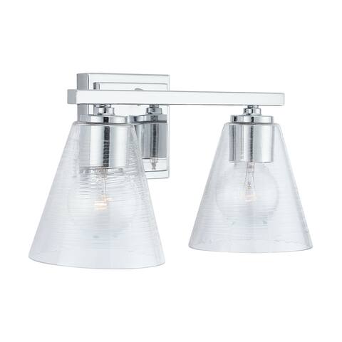 Layla 2-light Chrome Bath/ Vanity Fixture w/ Embossed Spiral Glass