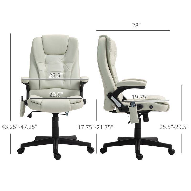 Ergonomic Massage Office Chair with Lumbar Heat and Vibration Full Body Recliner Adjustable Seat Height and Swivel Wheels