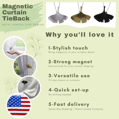 Magnetic Curtain Tieback Ginkgo Leaf Design