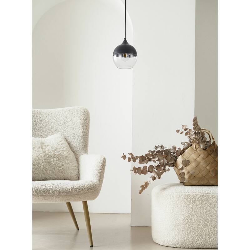 1-Light Matte Black Single Pendant With A Clear Glass Shade