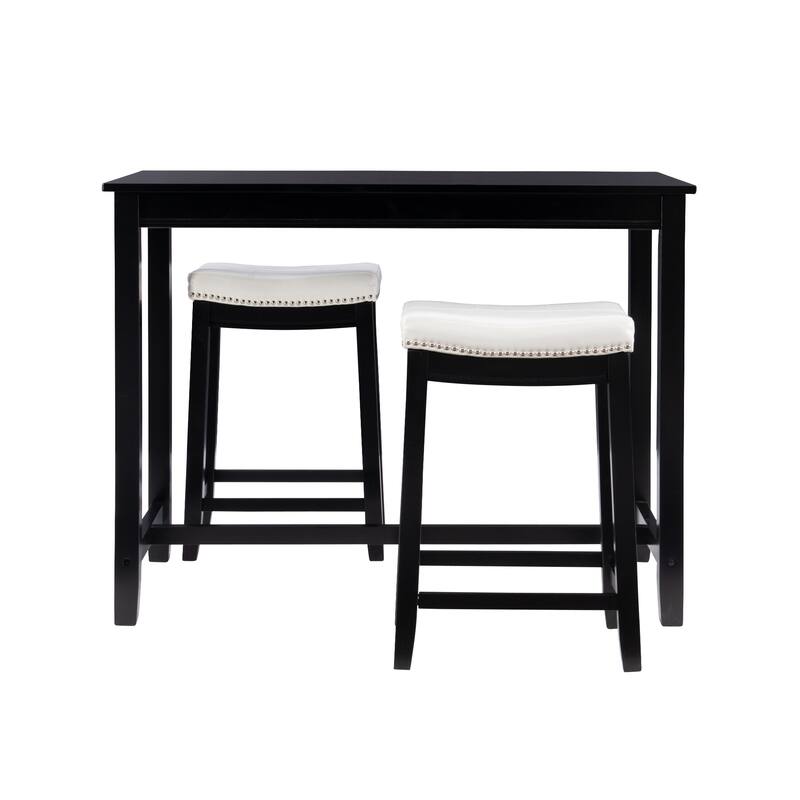 3-Piece Counter Table and Stools - 47.25" - Black and White
