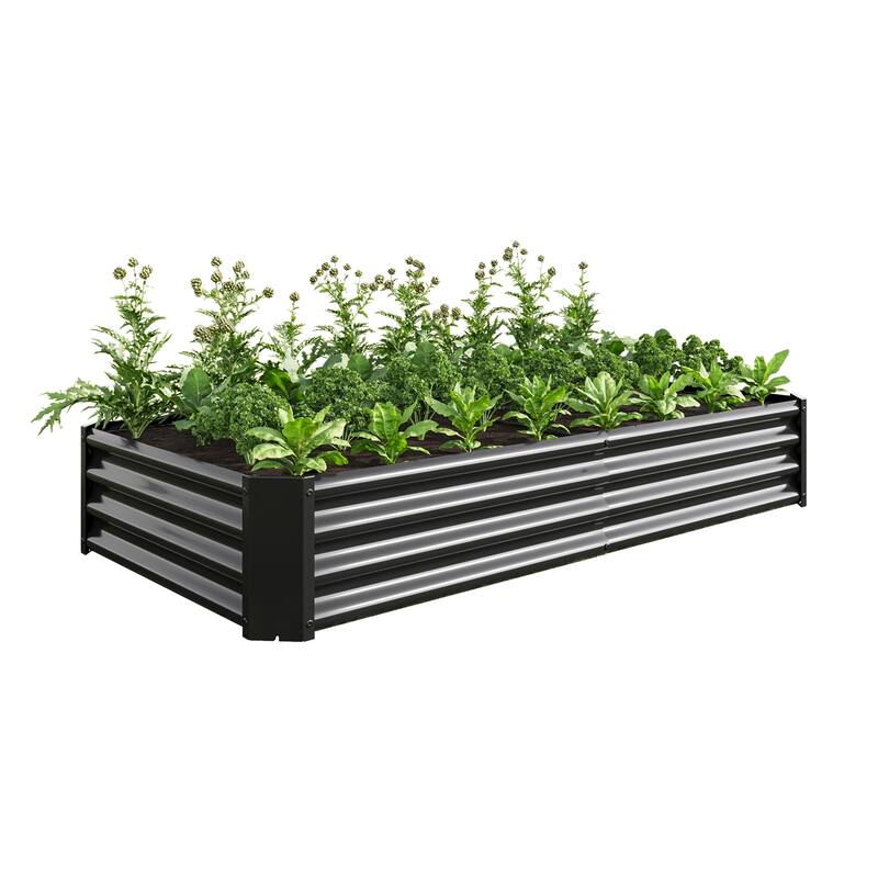 GDFStudio - Large Oval Metal Raised Garden Bed for Vegetables, Flowers, and Plants, Outdoor Backyard Planter Box