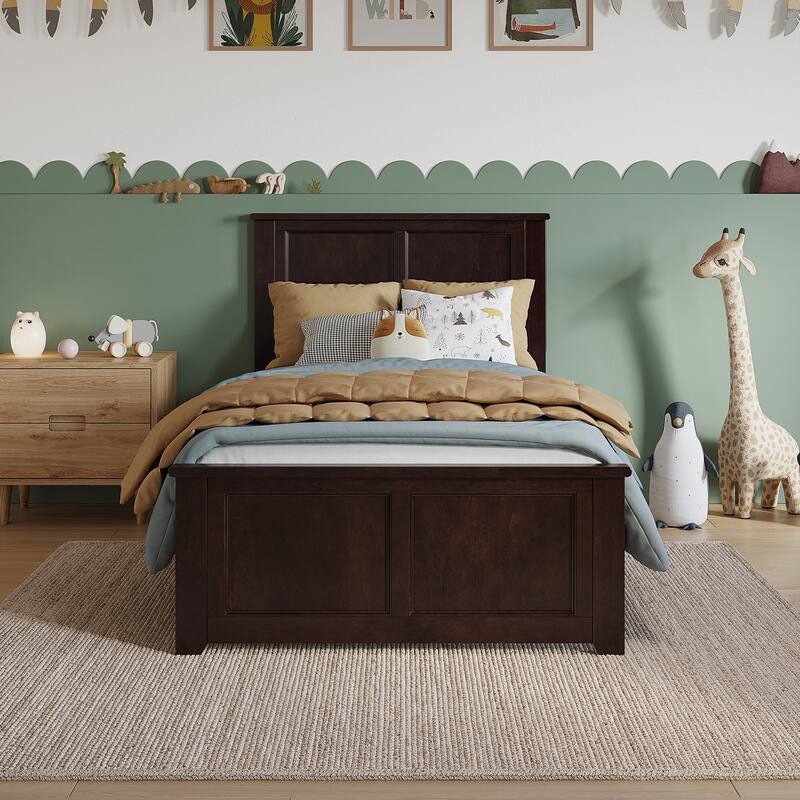 Charlotte Solid Wood Low Profile Platform Bed with Matching Footboard