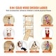 preview thumbnail 8 of 10, Natural Pine Wood 15-Level Ladder Wall Gym Set with Rings - 31.5” L x 22.83” W x 84.65” H