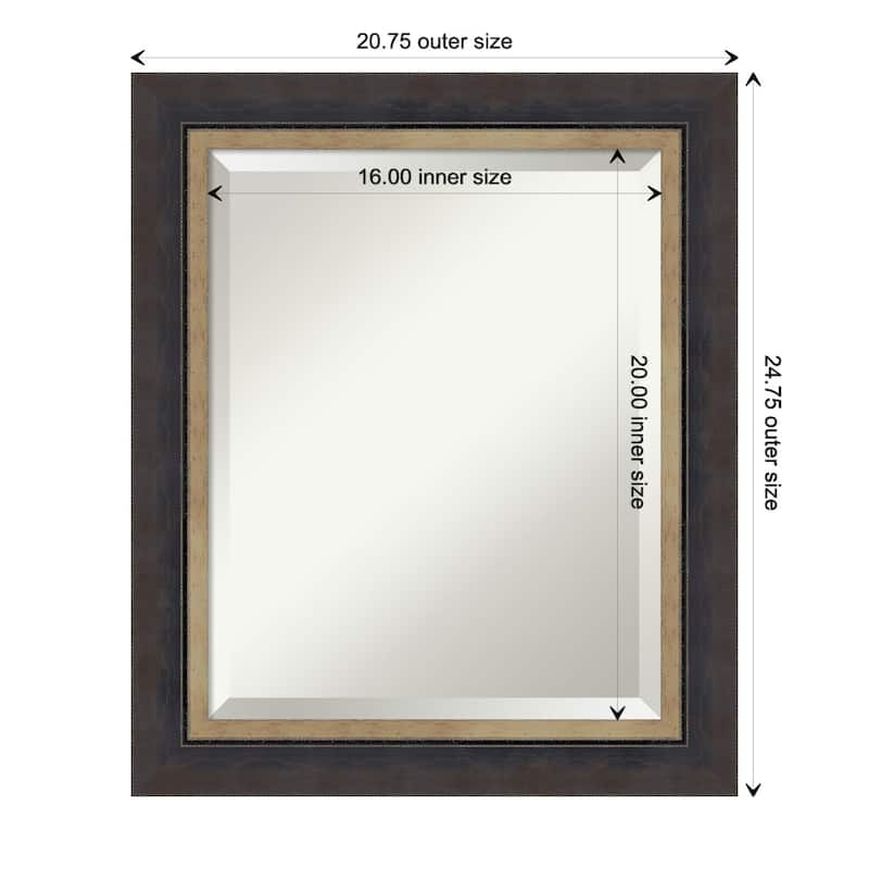 Hammered Charcoal Tan Beveled Wood Framed Wall Mirror - Hammered Charcoal Tan - Glass Size 16x20