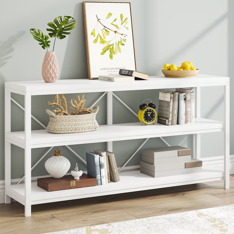 Extra Long Sofa Console Table with Storage for Entryway