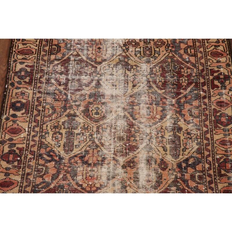 Hand Knotted Oriental 100% Wool Carpet Traditional Geometric Oranges & Rust Bakhtiari Area Rug - 4' 10'' X 3' 1''