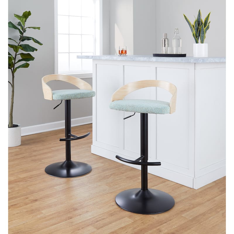 Grotto Adjustable Barstool with Black Base - N/A