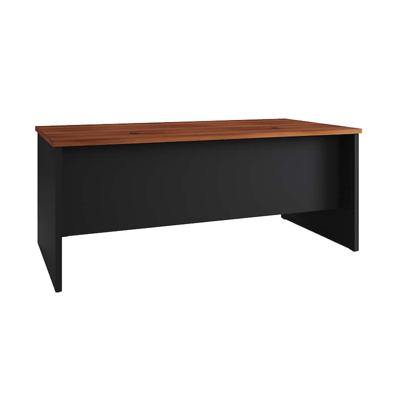 Hirsh 24D x 72W Left Hand Single Pedestal Office Desk Credenza, Black / Walnut
