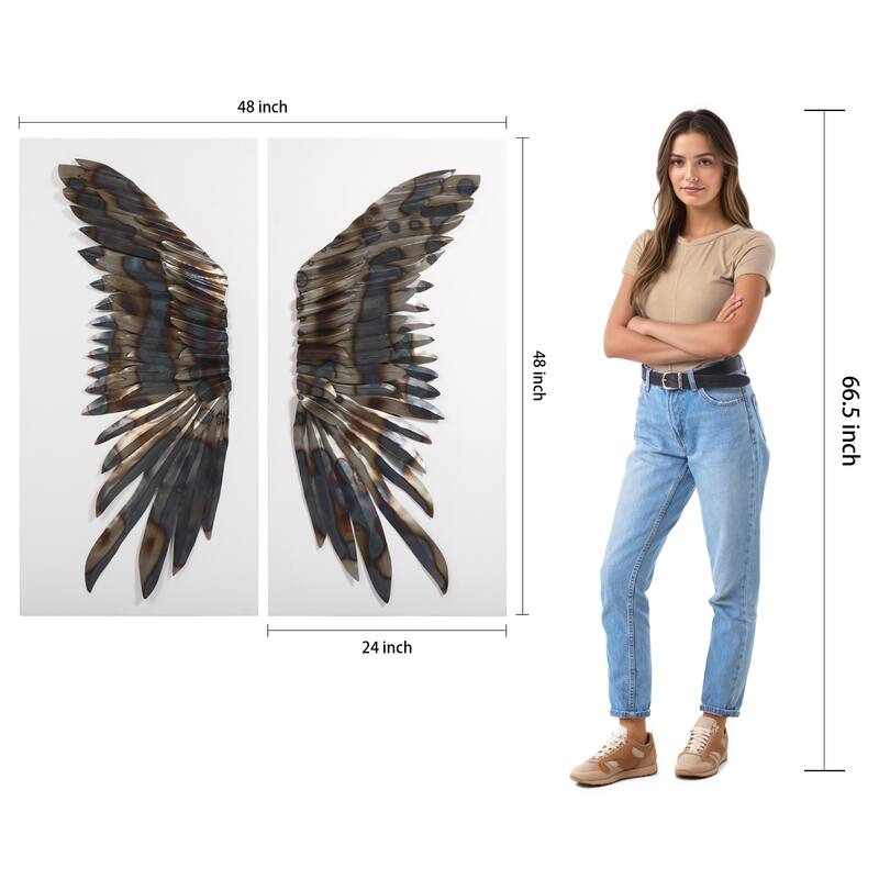 "The Wings" Primo Mixed Media Iron Wall Sculpture on Canvas - Diptych
