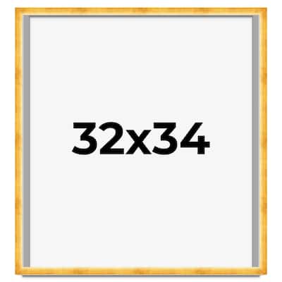 32x34 Shadow Box Frame Gold | 1.625 Inches Deep Real Wood Traditional