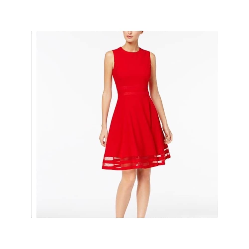 calvin klein long red dress