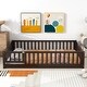 preview thumbnail 10 of 43, White Full Size Wooden Floor Bed with Fence & Door, Rubber, Safety Guardrails Espresso