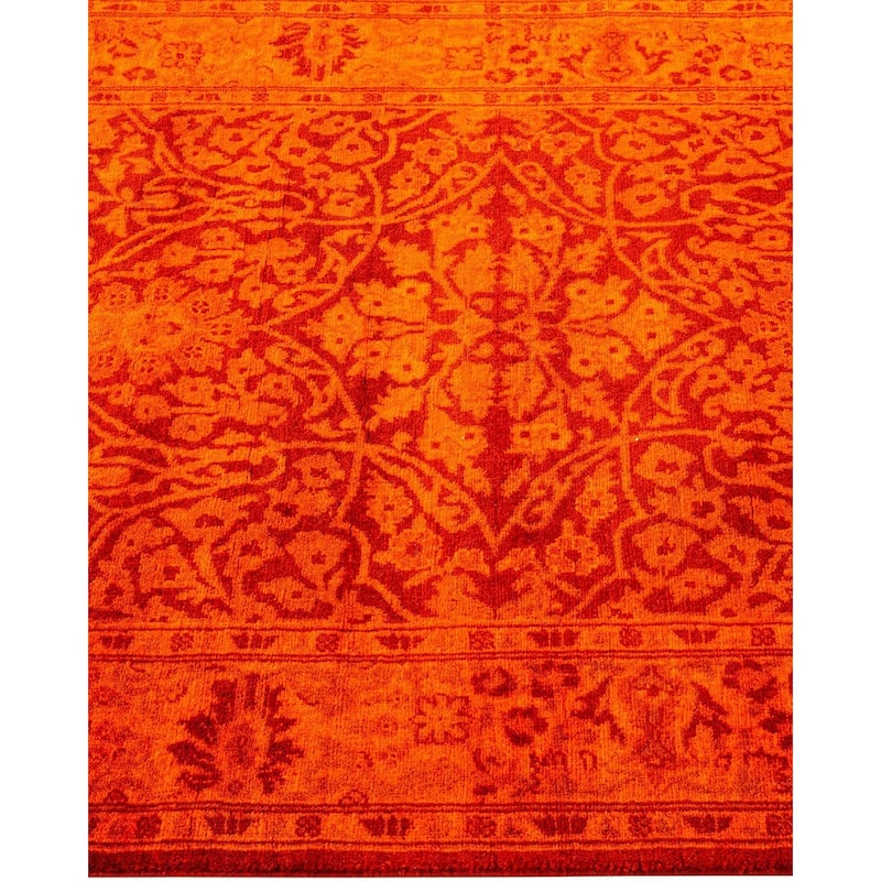 Overton Hand Knotted Wool Vintage Inspired Modern Contemporary Overdyed Orange Runner Rug - 2' 6" x 6' 5"