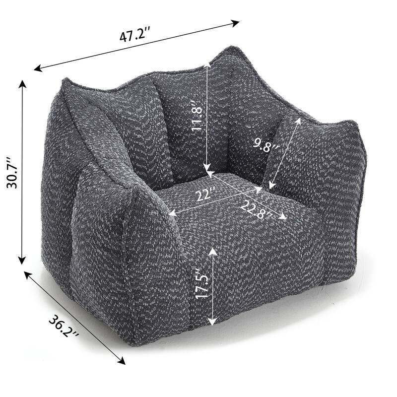 Chenille Square Lounge Chair with Armrests and High Resilience Foam Seat