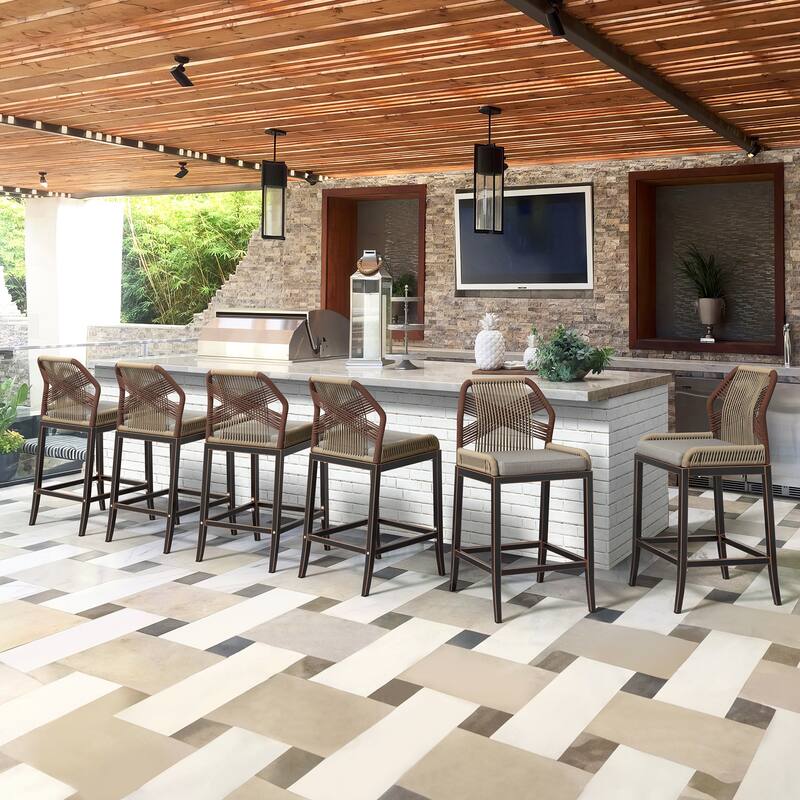 Modern Aluminum Counter Height Bar Stools, Upholstered Counter Stools with Back - 27.5"H