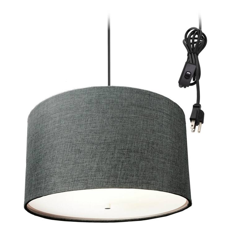 2 Light Swag Plug-In Pendant 18"w Granite Gray with Diffuser, Black Cord