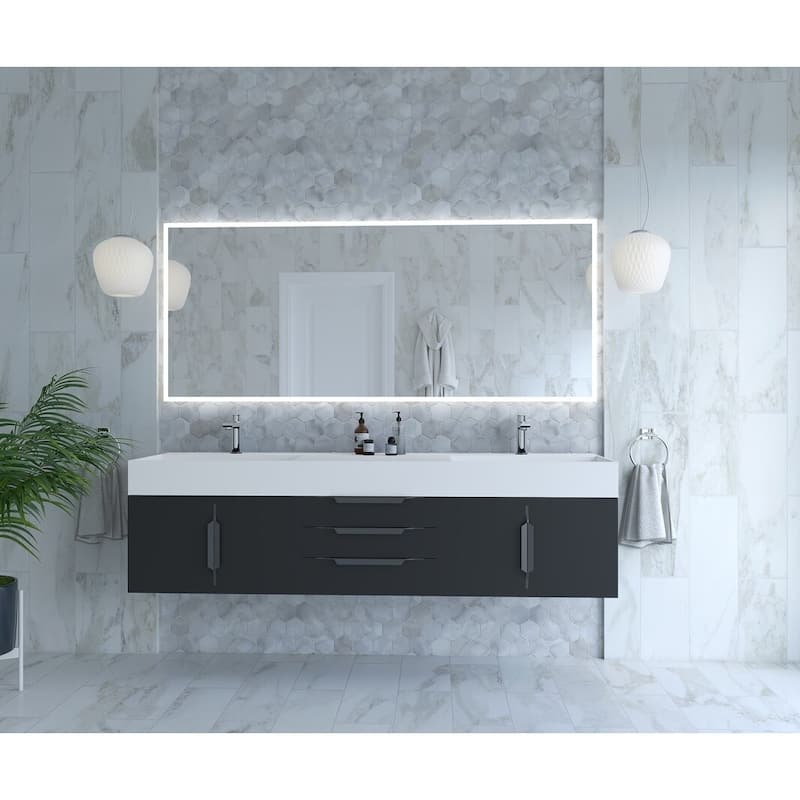 Amazon 72" Wall Mounted Bathroom Vanity Set w/ White Top