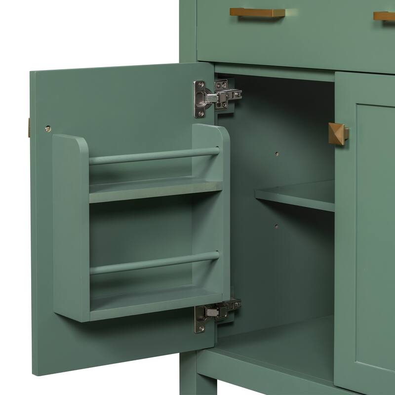 Modern Bathroom Vanity Freestanding Storage Cabinet with Flip-down Drawer, Double Door Organizer and Adjustable U-shaped Shelf