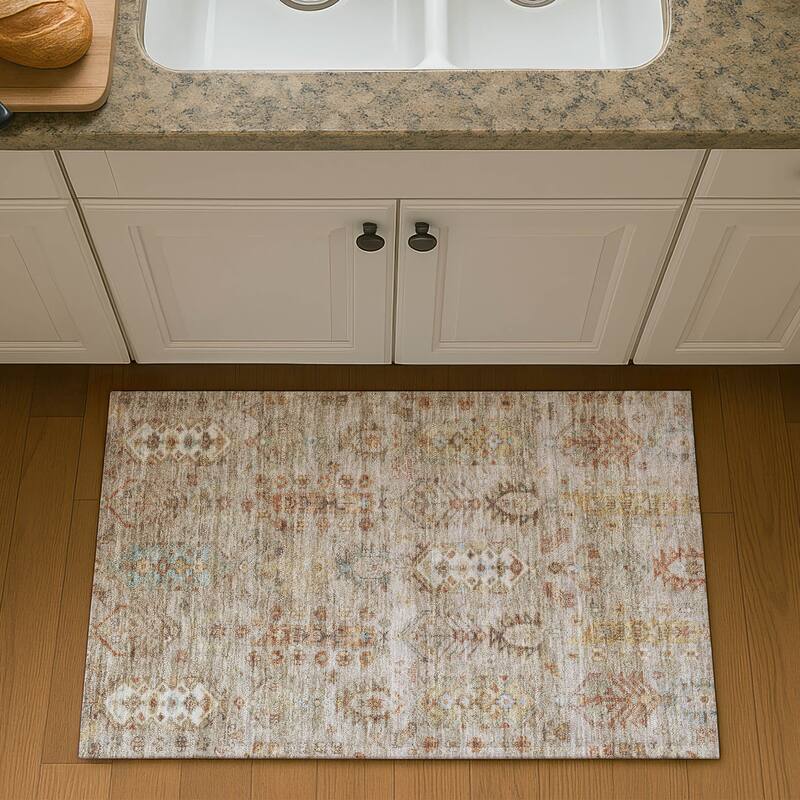 Premium Washable Super Soft Traditional Karachi Mayfield Rug - Beige - 1'8" x 2'6"