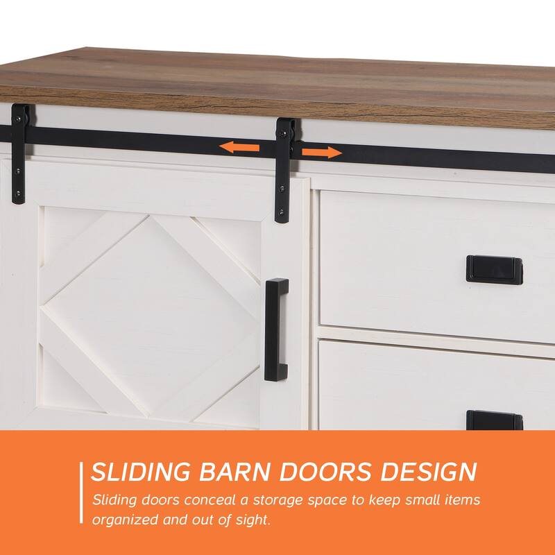 WAMPAT Rectangular Coffee Table with Sliding Barn Door