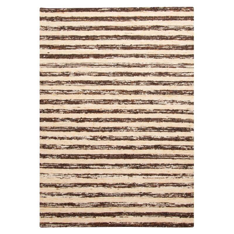 ECARPETGALLERY Braid weave Sienna Beige Wool Rug - 5'5 x 7'3
