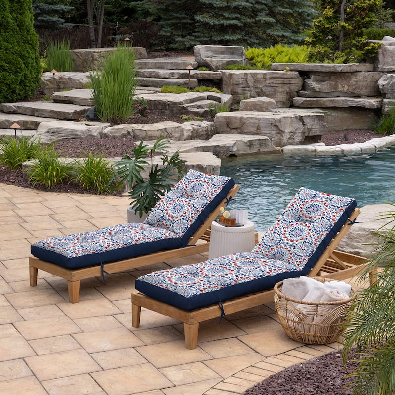 ARDEN Outdoor Plush Modern Tufted Chaise Cushion, 76 x 22