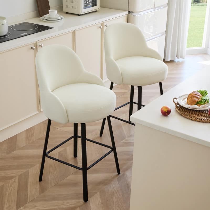 Spruce & Spring Amari Swivel Upholstered Counter Bar Stool with Thickened Cushion
