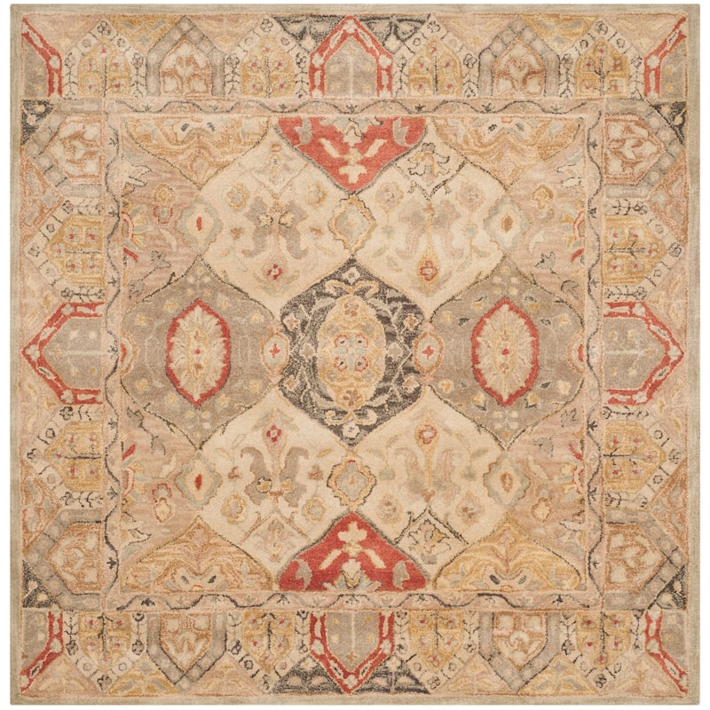 SAFAVIEH Handmade Antiquity Eman Traditional Oriental Wool Rug - 6' Square - Beige/Multi