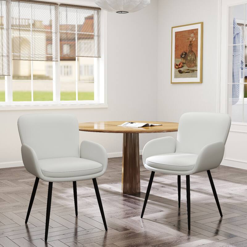 Set of 2 Cat-Scratch Resistant Dining Chairs with Gold Metal Legs - Grey - Set of 2