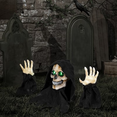 LED Lighted Grim Reaper with Sound Outdoor Halloween Decoration - 8"