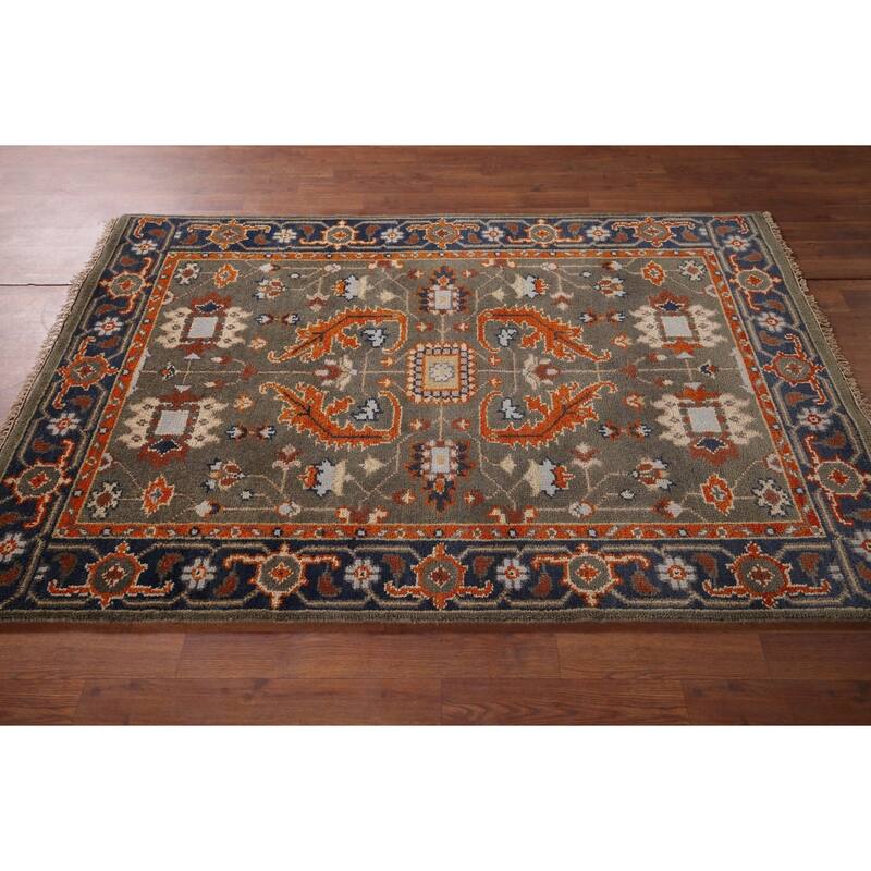 Oushak Oriental Area Rug Handmade Wool Carpet - 4'0"x 5'11"