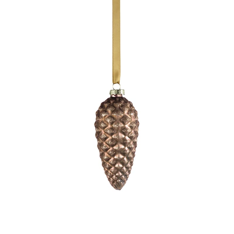 Cariad 5.25" Glass Pine Cone Ornaments, Set of 6 - Brown
