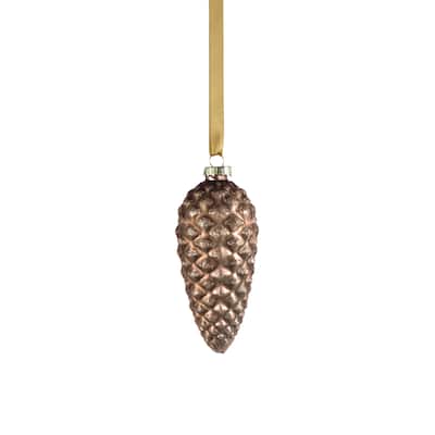 Cariad 5.25" Glass Pine Cone Ornaments, Set of 6