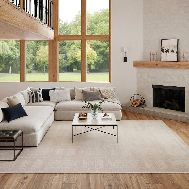 Nourison Nordic Indoor only Abstract Area Rug - 9' x 12' - Ivory - Rectangle