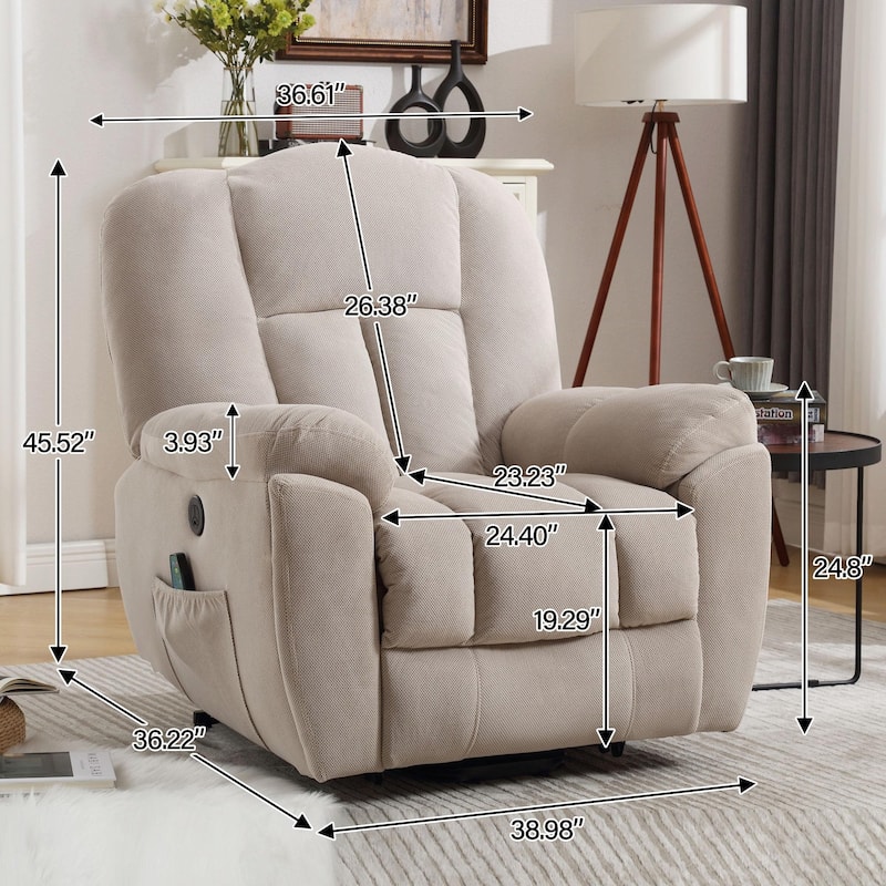 Power Lift Recliner Chair with Heat, Massage, USB Port