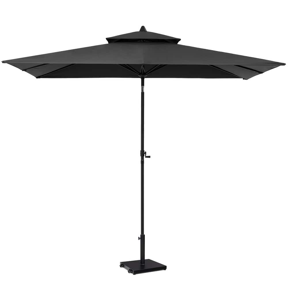 Pellebant Outdoor Patio 10 X 6.5 FT Double Top Market Umbrella with Wheels Base Stand