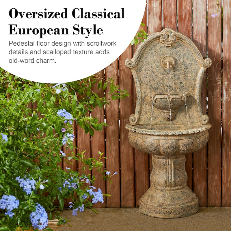 Glitzhome 49''H Oversized Faux Granite Multi-tiered Pedestal Outdoor Floor Fountain
