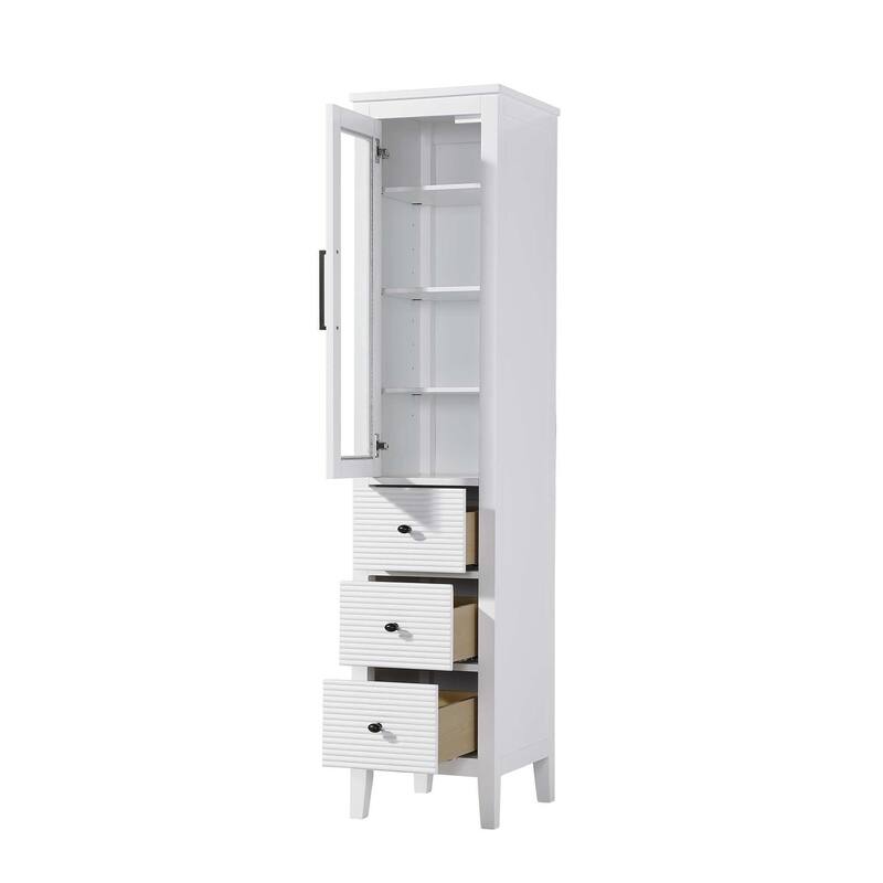 Kensington 16-28 Inch Bath Storage Glass Cabinet