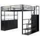 preview thumbnail 29 of 32, Full Size Metal Loft Bed with Storage Staircase and Wardrobe, Shelves