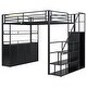 preview thumbnail 11 of 13, Metal Full Size Loft Bed with Storage Staircase and Wardrobe,Kids Bed with Shelves and Lockers for Bedroom
