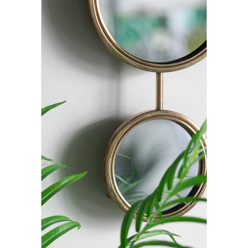 2 Circle Mirrors for Wall Decor,11" x 28.5" - Gold