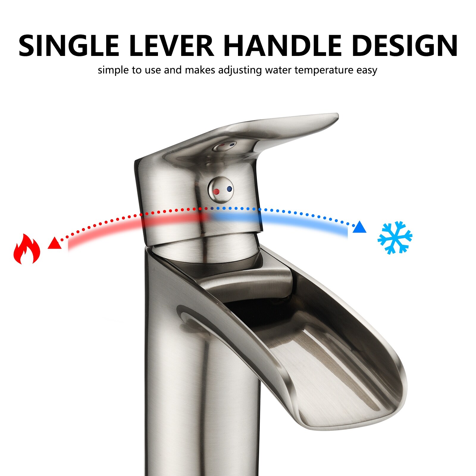 PROOX Single Handle Waterfall Spout Sink Faucet with Drain