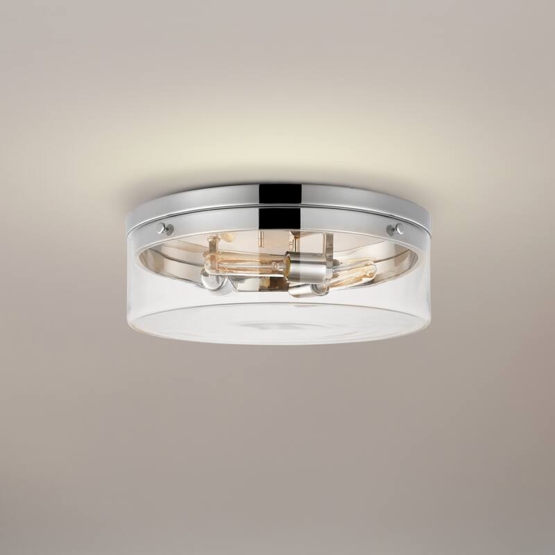 Intersection - Large Flush Mount Fixture - Polished Nickel with Clear Glass